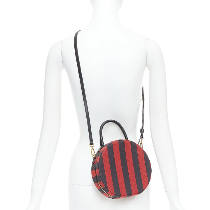 MANSUR GAVRIEL Circle black red striped fabric leather trim crossbody bag