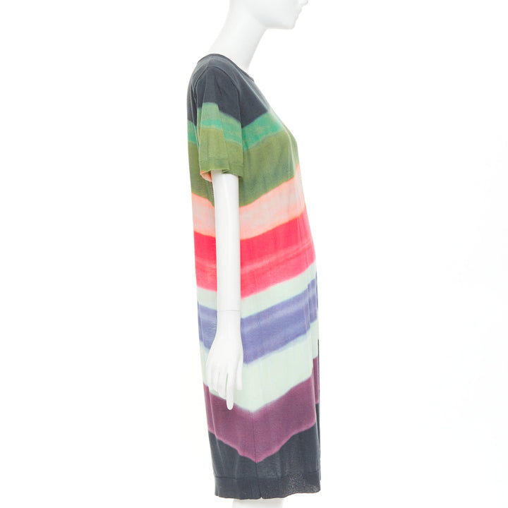 DRIES VAN NOTEN 2021 Len Lye  Runway multicolor  shoulder pad tshirt dress S