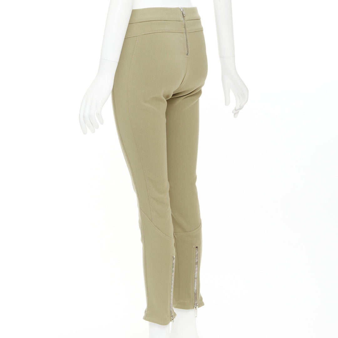 GIVENCHY khaki cotton blend skinny zip back riding pants FR36 S
