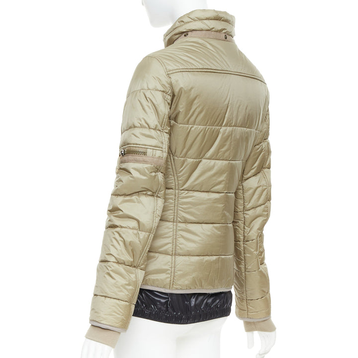 FRAUENSCHUH Limited Edition handcrafted khaki nylon zip snow puffer jacket XS