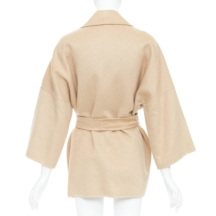 MAX MARA 100% double faced cashmere belted camel tan coat IT38 XS