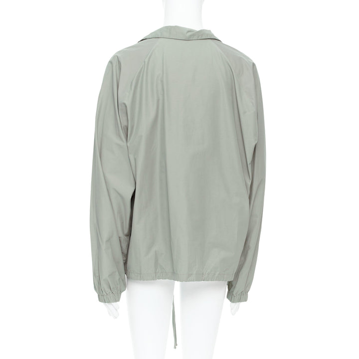 FEAR OF GOD ESSENTIALS khaki cotton nylon half zip logo pullover L