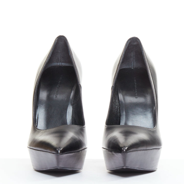 BALENCIAGA Chevreau Brilliant black calf leather sculpted platform pumps EU37