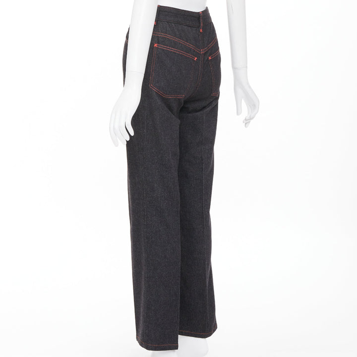 DOLCE GABBANA Vintage black viscose red topstitch high waisted jeans IT38 XS