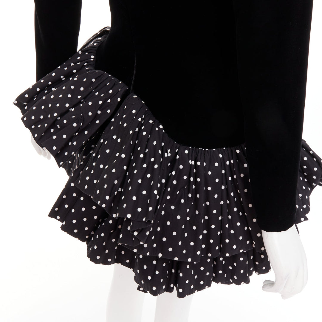 ALEXANDRE VAUTHIER AW2023 Runway black velvet polka dot mini dress