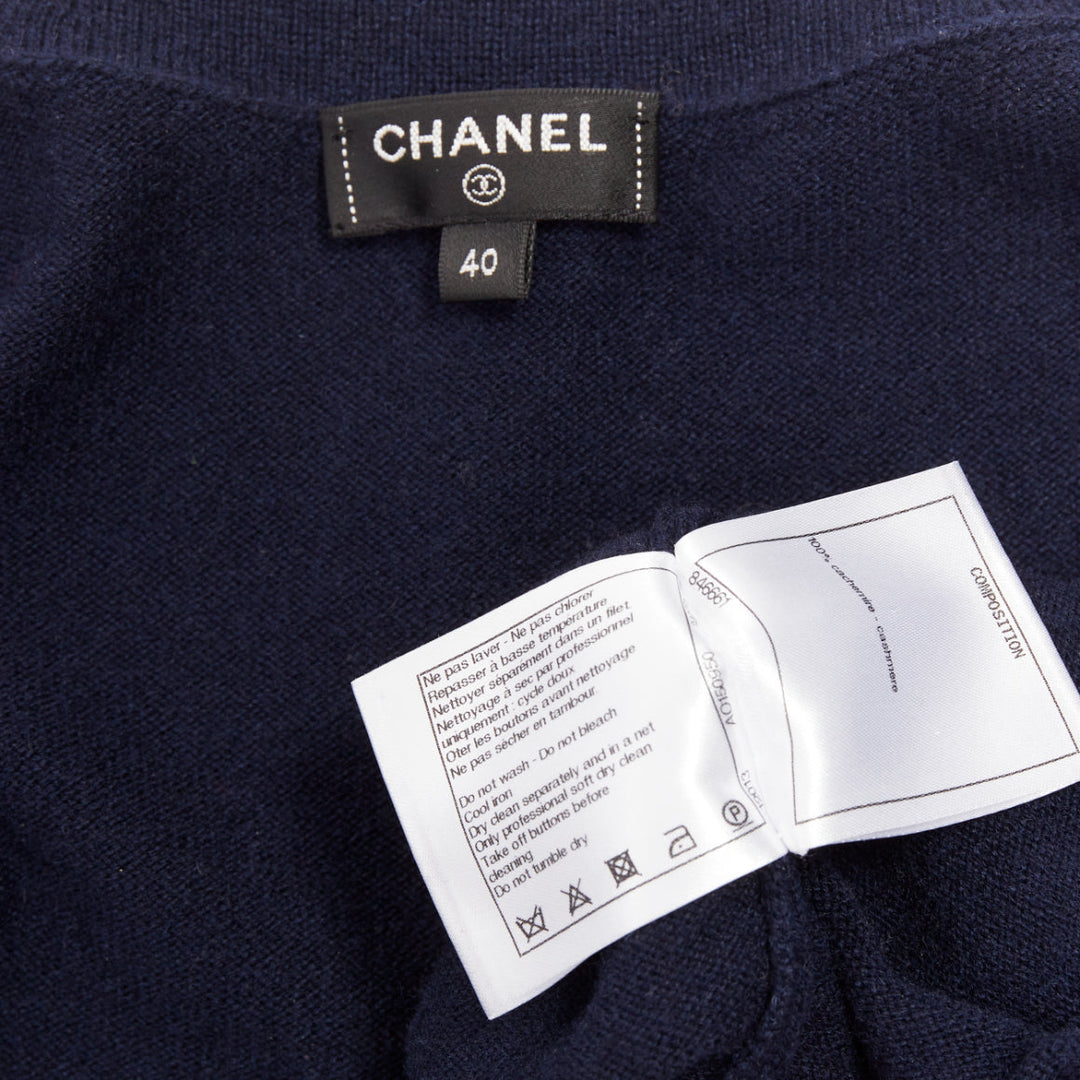 CHANEL 21P Runway 100% cashmere No. 5 button cardigans FR40 L