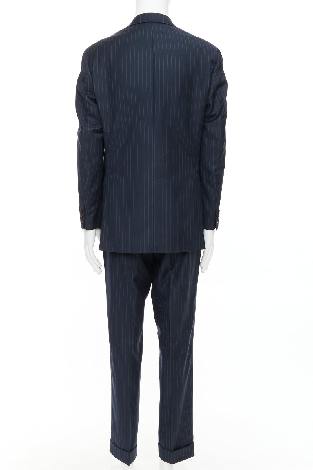 ETRO navy pinstripe 100% wool single breasted cropped blazer jacket IT50 L