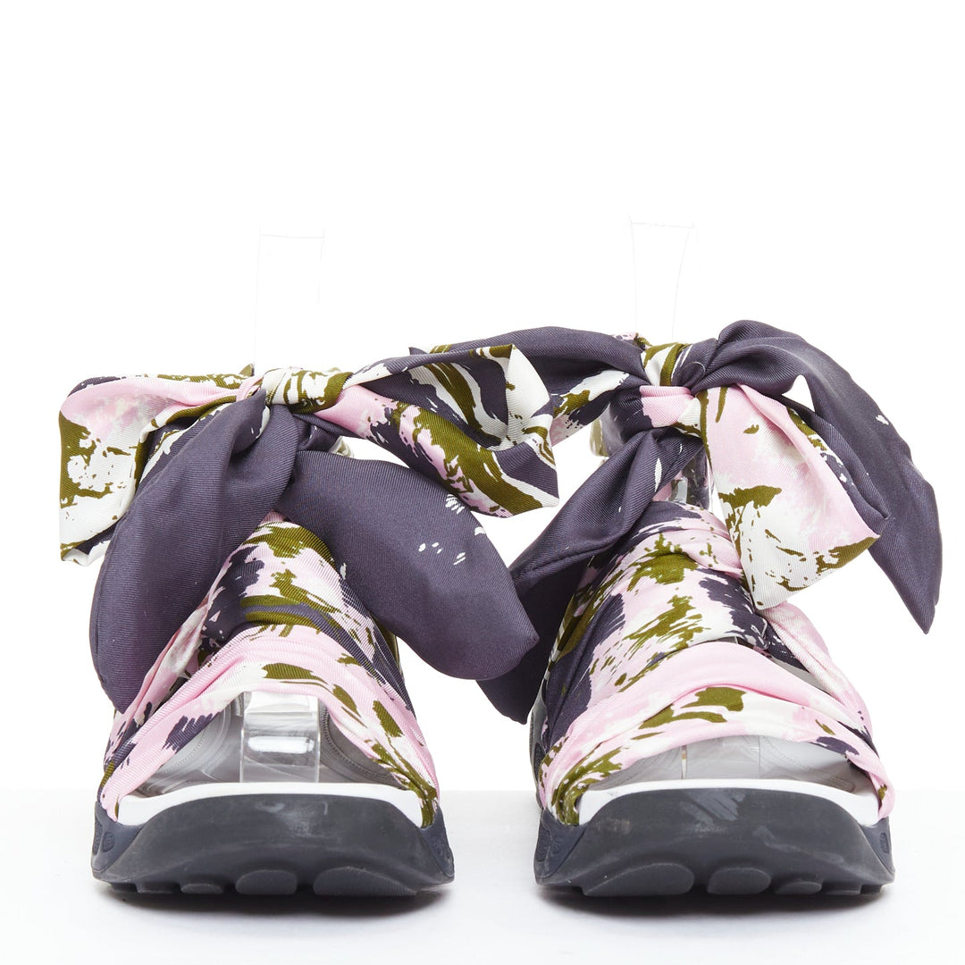 CHRISTIAN DIOR Raf Simons 2015 Brooklyn pink green scarf gladiator sandals EU38