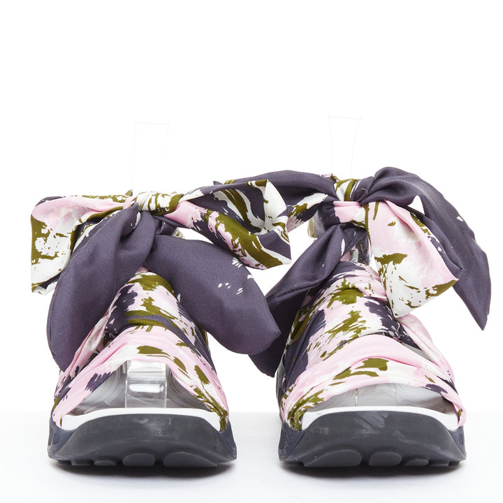 CHRISTIAN DIOR Raf Simons 2015 Brooklyn pink green scarf gladiator sandals EU38
