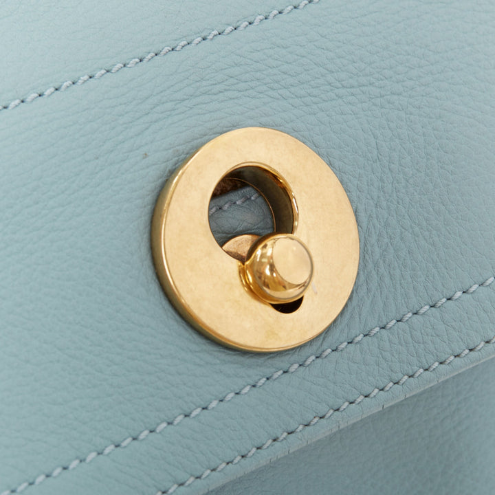 YVES SAINT LAURENT Muse 2 glacier blue canvas gold hardware leather satchel bag
