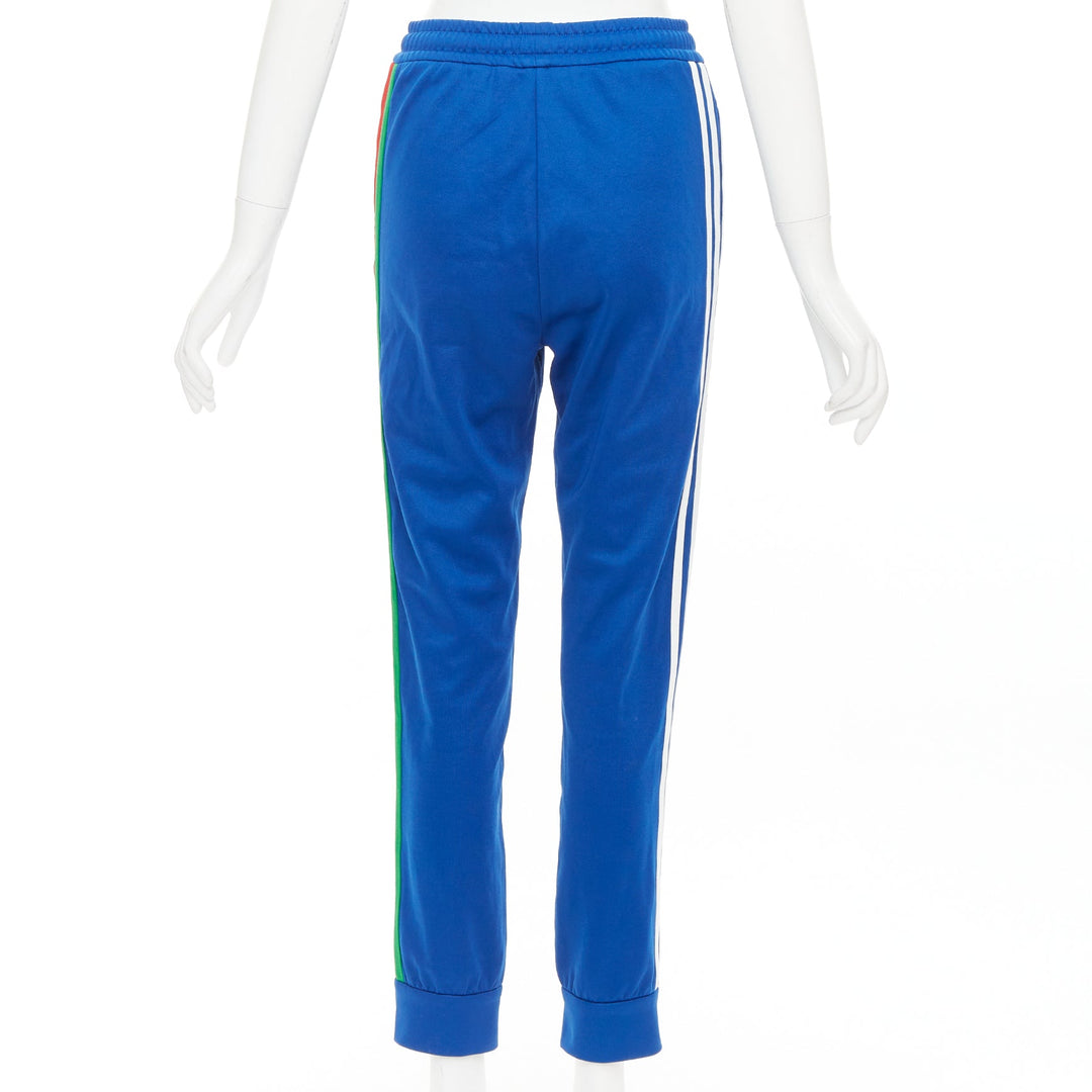GUCCI ADIDAS 2022 blue white logo web 3 stripe trim track sweat pants XS