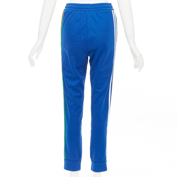 GUCCI ADIDAS 2022 blue white logo web 3 stripe trim track sweat pants XS