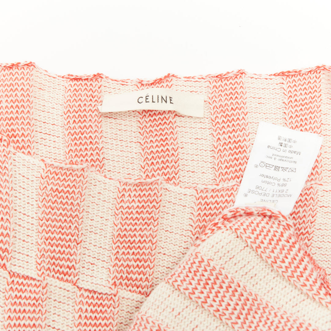 CELINE 2017 Phoebe Philo Runway pink red white striped ribbed knit midi dress XS