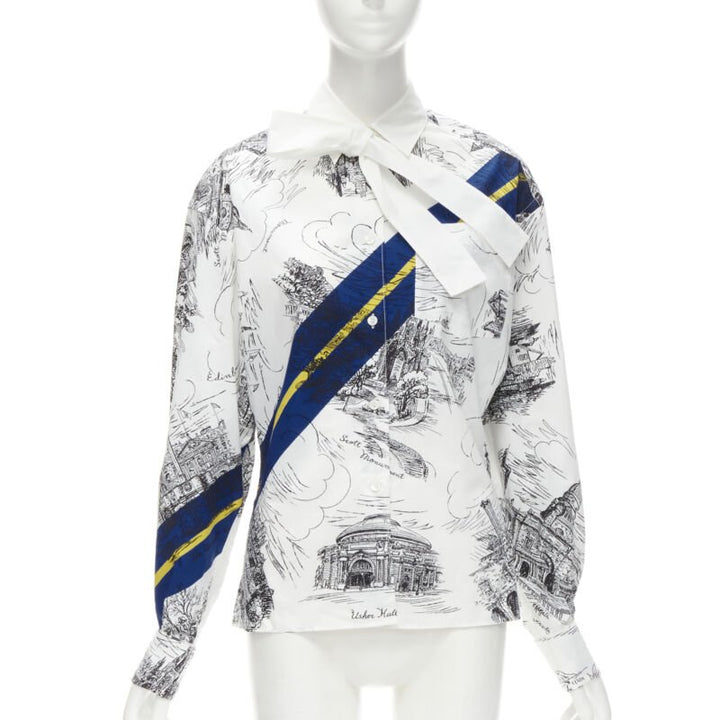 PHILOSOPHY DI LORENZO SERAFINI white landmark illustration cotton shirt IT38 XS