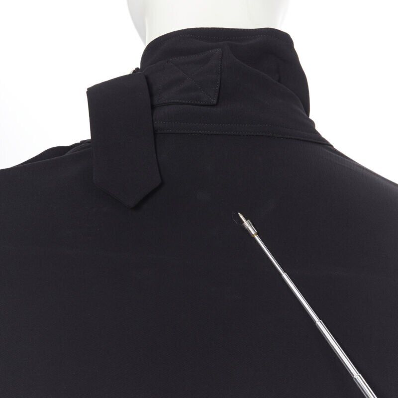 VICTORIA BECKHAM black crepe flap breast pocket strapped collar blouse top UK8 M
