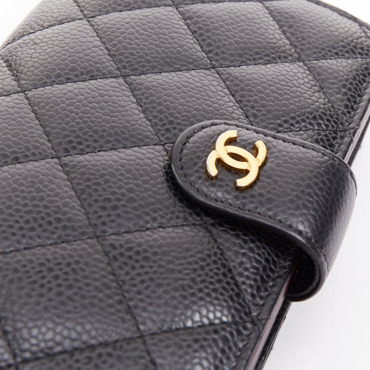 CHANEL Classic Compact Bifold Wallet black quilted caviar gold hardware wallet