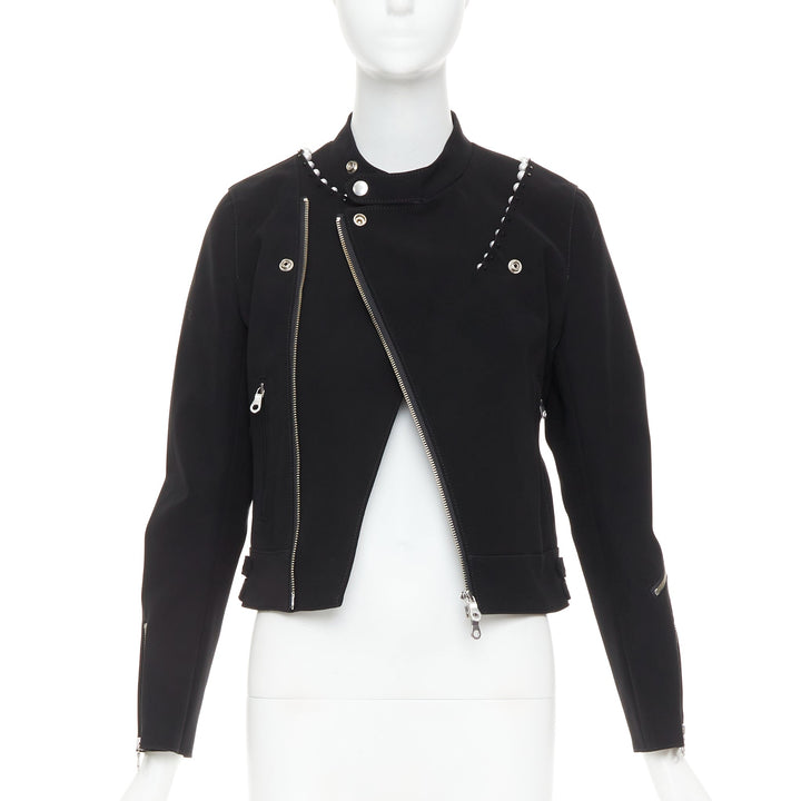 NOIR KEI NINOMIYA 2015 matte black beaded pearl biker jacket S