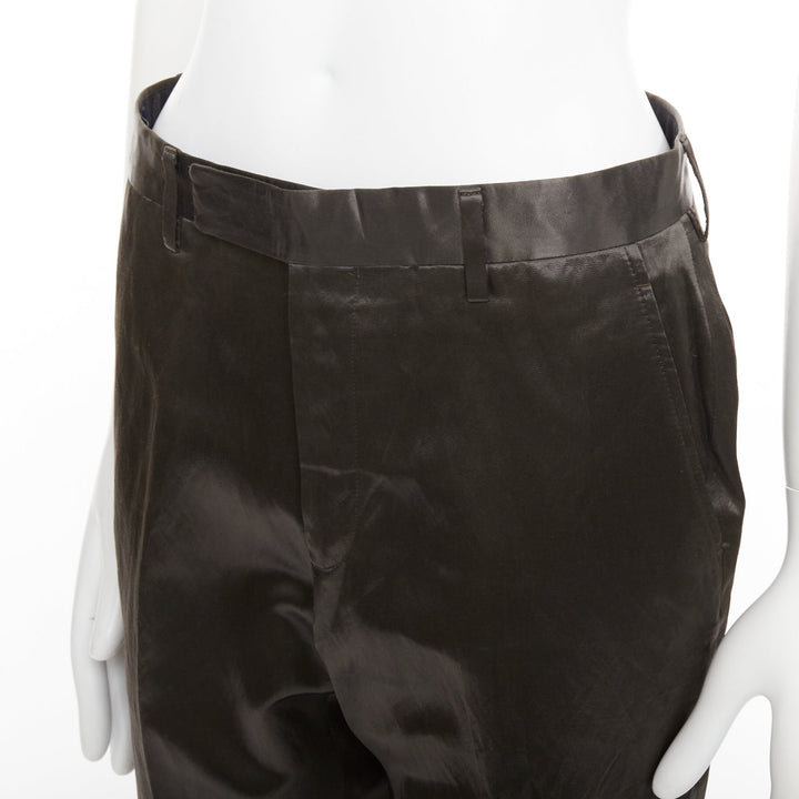 LANVIN bronze cupro blend silky high waist cropped dress wide pants FR46 S