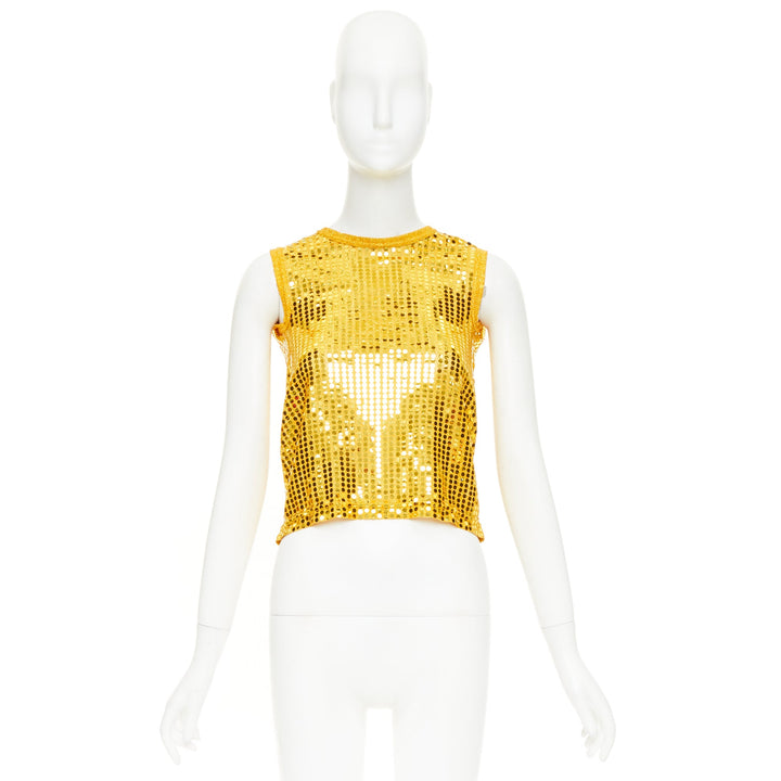 COMME DES GARCONS yellow gold round sequinned deconstructed 3D cut cropped vest