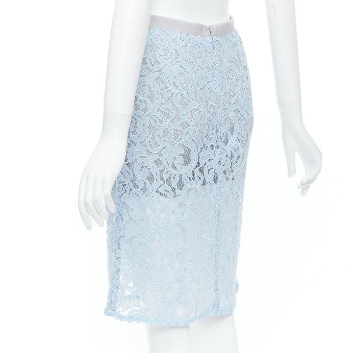 SACAI LUCK light blue rayon blend lace grey lined skort skirt JP1 S