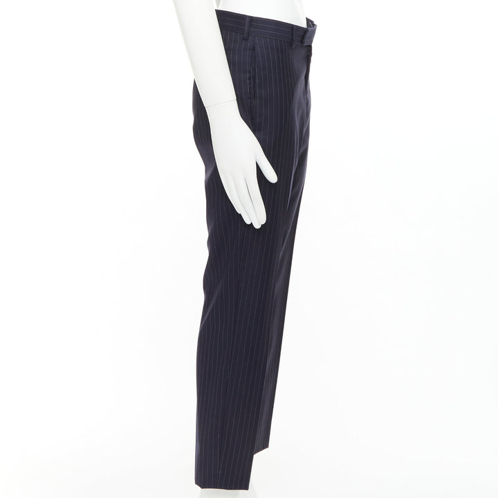 DIOR HOMME Hedi Slimane navy 100% virgin wool pinstripe dress pants FR44 XS