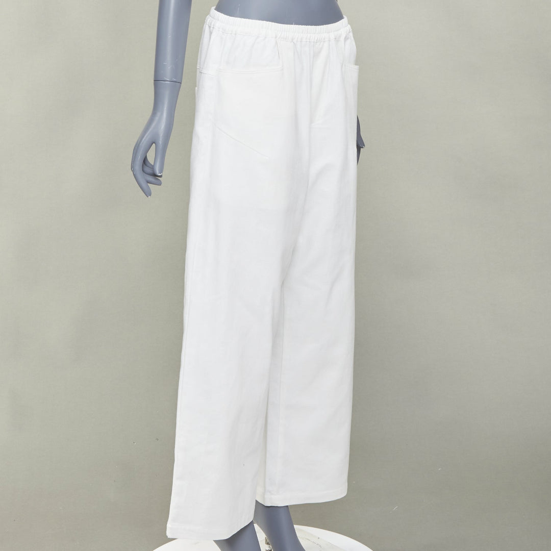 DEIJI STUDIOS white organic cotton angular pockets mid waist wide crop pants M