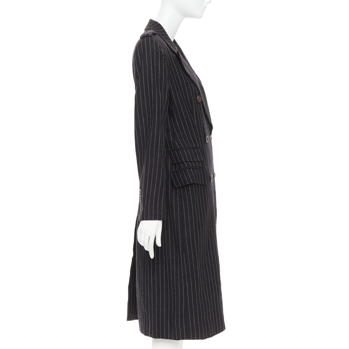 rare GUCCI Tom Ford 1996 Vintage Runway black wool pinstripe overcoat IT42 M