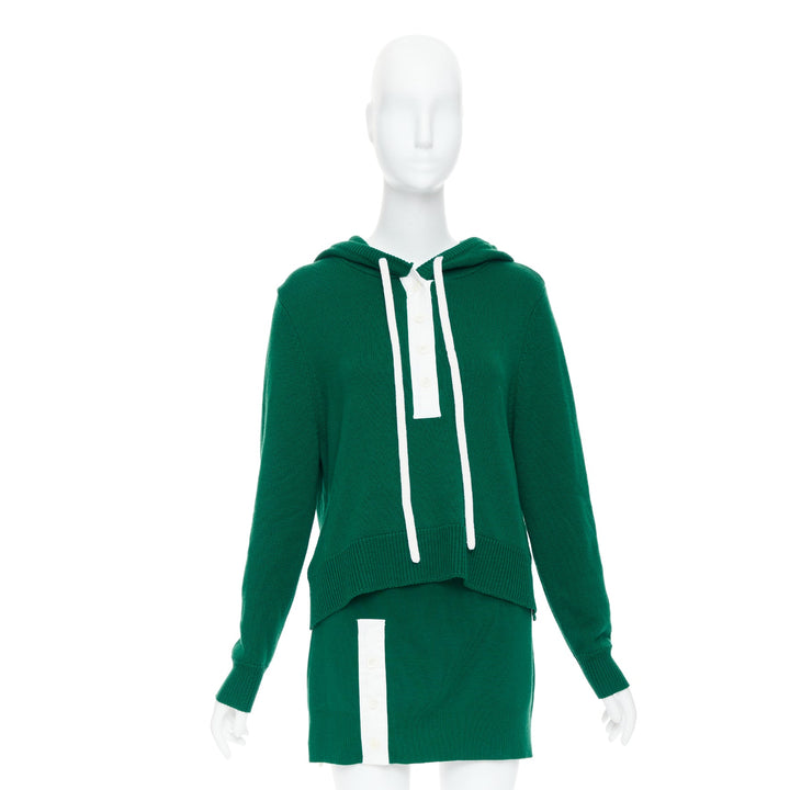 MONSE 2021 Runway green white logo polo  hood sweater mini skirt