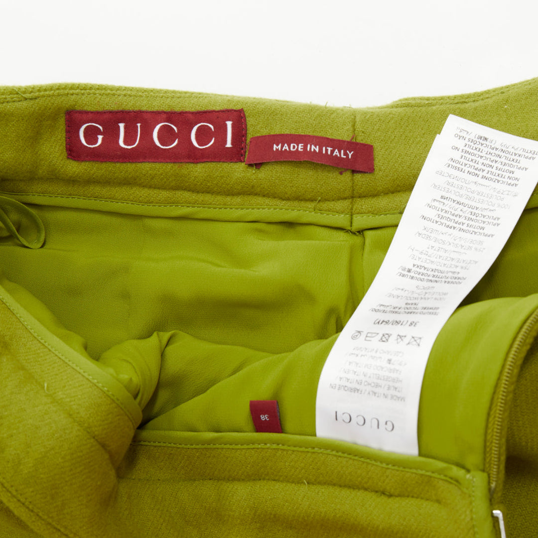 GUCCI 2024 Sabato green textured wool mohair tailored micro shorts IT38 XS