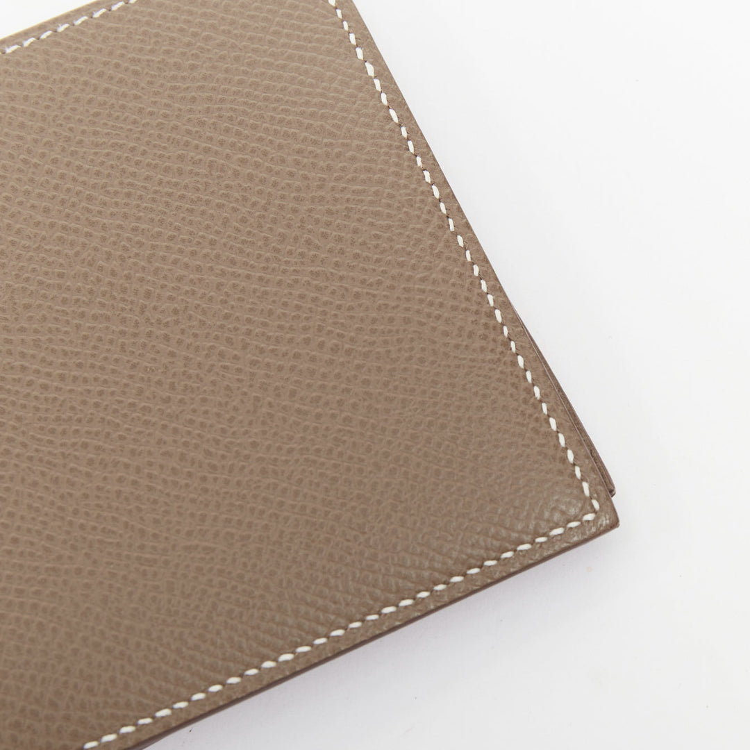 HERMES MC2 Copernic etoupe Epsom leather white contrast stitch bifold wallet PM