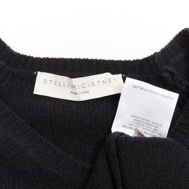 STELLA MCCARTNEY black virgin wool cashmere raglan sweater IT34 XXS