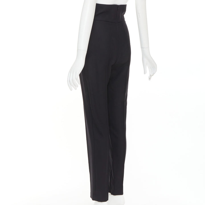 ALEXANDRE VAUTHIER black 100% wool high waisted pleat front cropped pants FR36 M