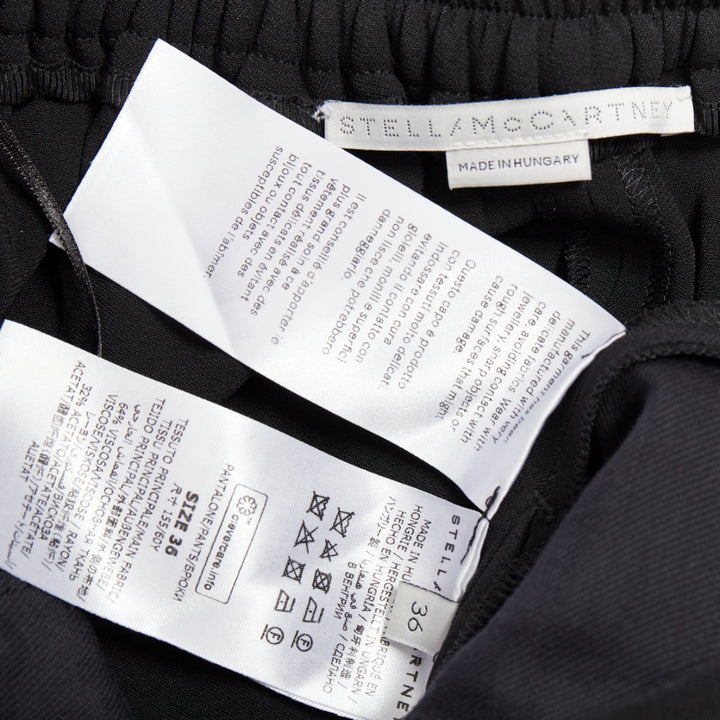 STELLA MCCARTNEY black cotton rib trim ruched back jogger pants IT36 XXS
