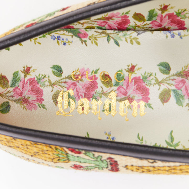 GUCCI 2019 Jordaan Garden Livia Carpenzano Pineapple canvas horsebit loafer EU37