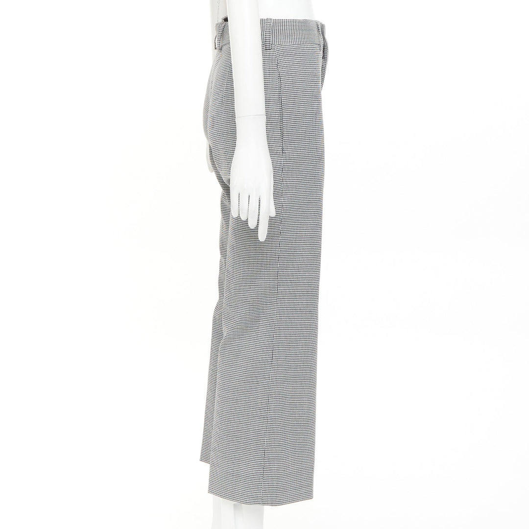 BALENCIAGA 2018 grey wool houndstooth mid waist pleated cropped pants FR36 S
