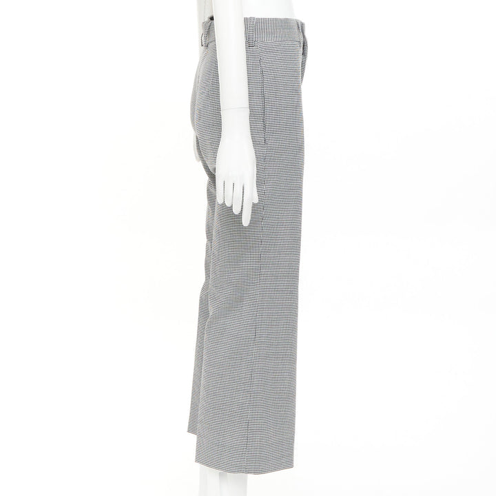 BALENCIAGA 2018 grey wool houndstooth mid waist pleated cropped pants FR36 S