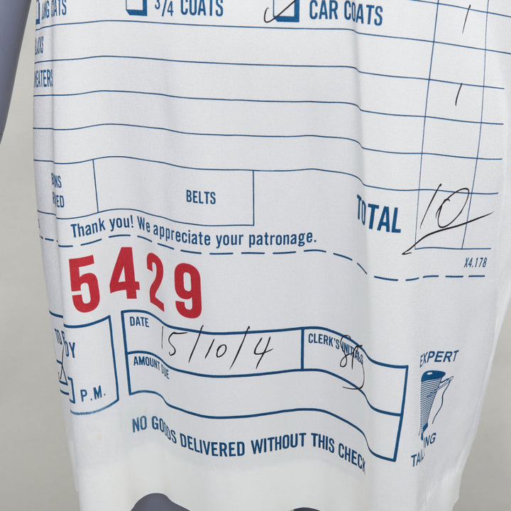 MOSCHINO Jeremy Scott Dry Cleaning Receipt print rayon tshirt dress IT38 XS