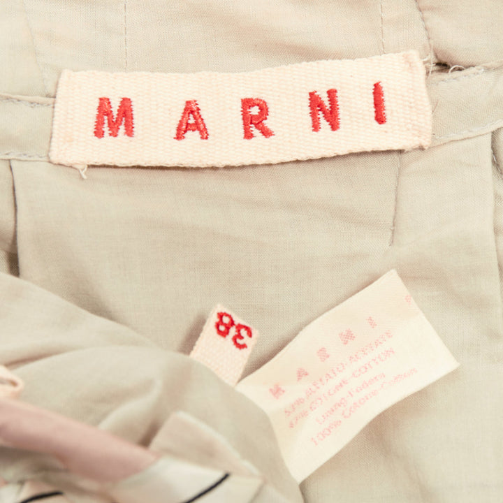 MARNI light green khaki checked rope tie waist drop waist skirt IT38 XS