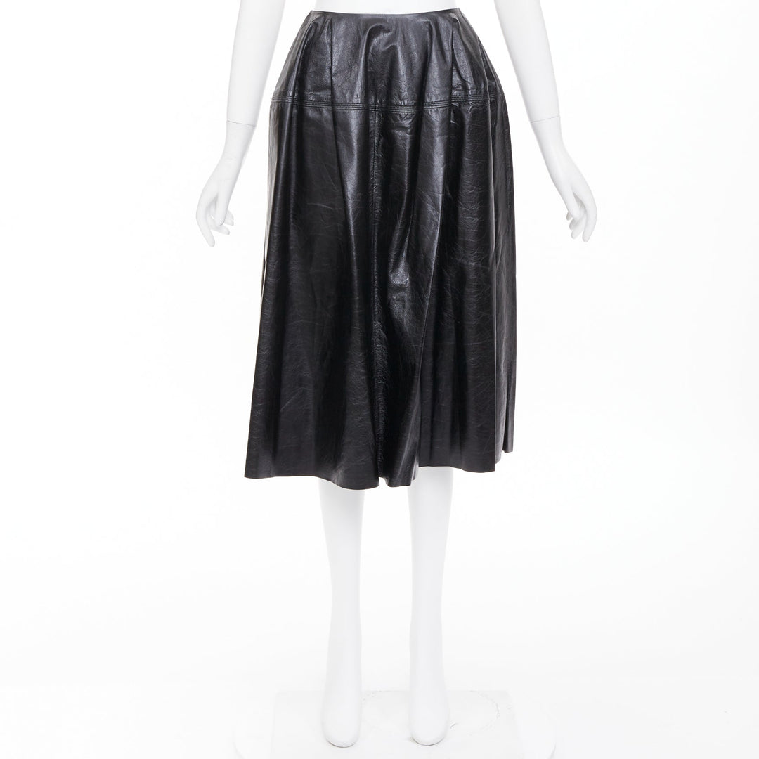 CELINE Phoebe Philo black light sheepskin leather topstitched skirt FR34 XS