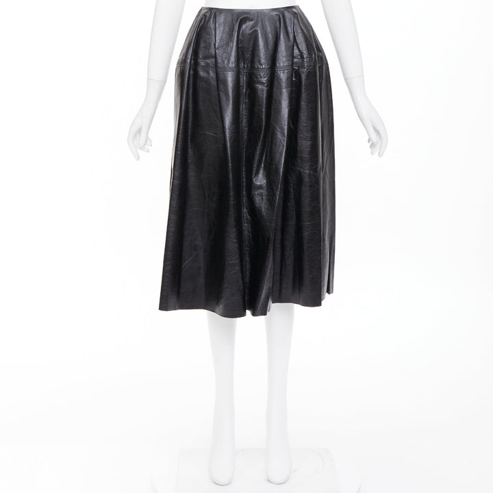 CELINE Phoebe Philo black light sheepskin leather topstitched skirt FR34 XS