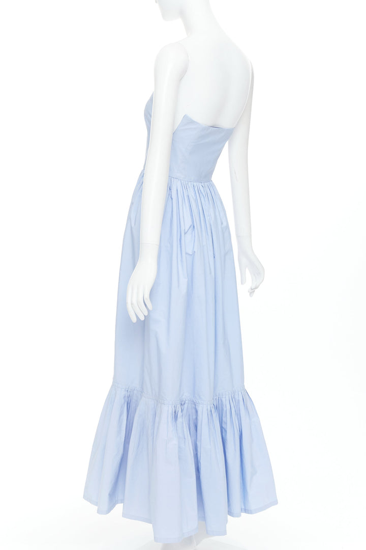 SALVATORE FERRAGAMO Runway light blue strapless bodice long dress IT38 XS