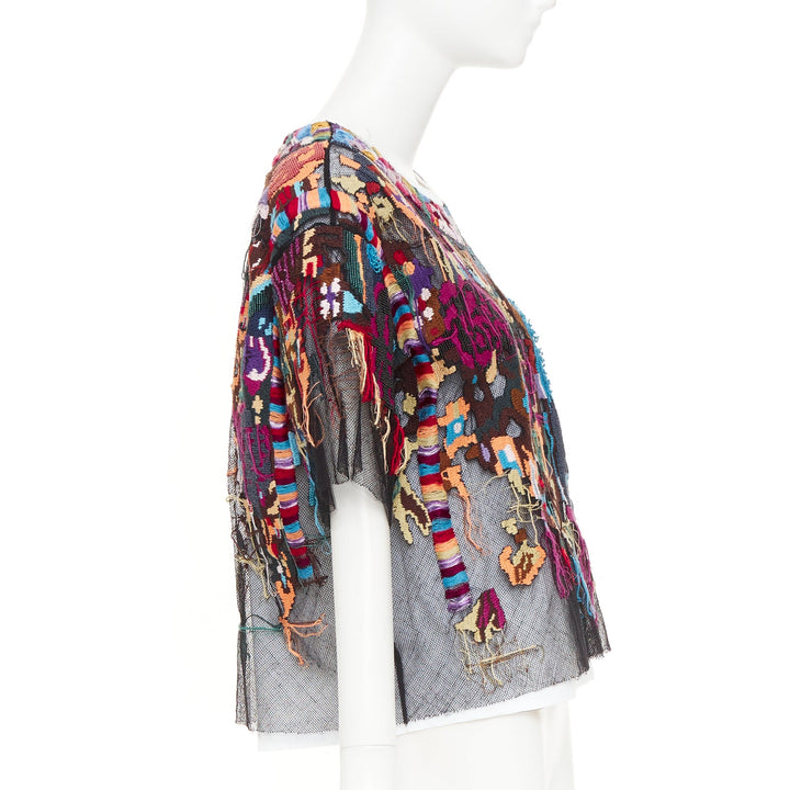 VALENTINO multicolor layered tapestry embroidered tulle blouse top S