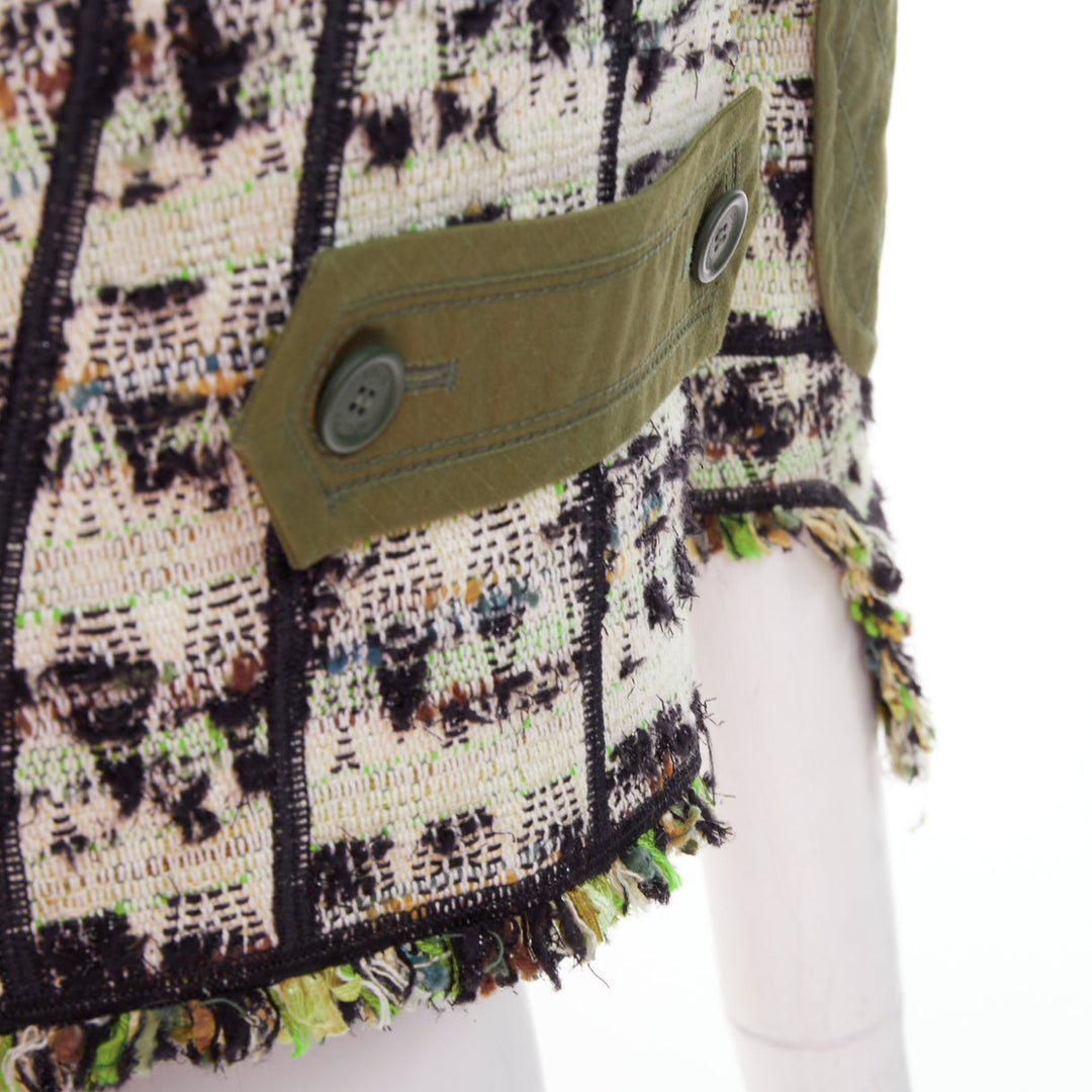 LOUIS VUITTON 2016 Runway Fleury khaki tweed leather safari jacket FR34 XS