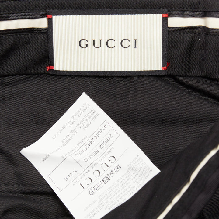 GUCCI black silk blend tiger head jacquard mid waist cropped dress pants IT44 XS