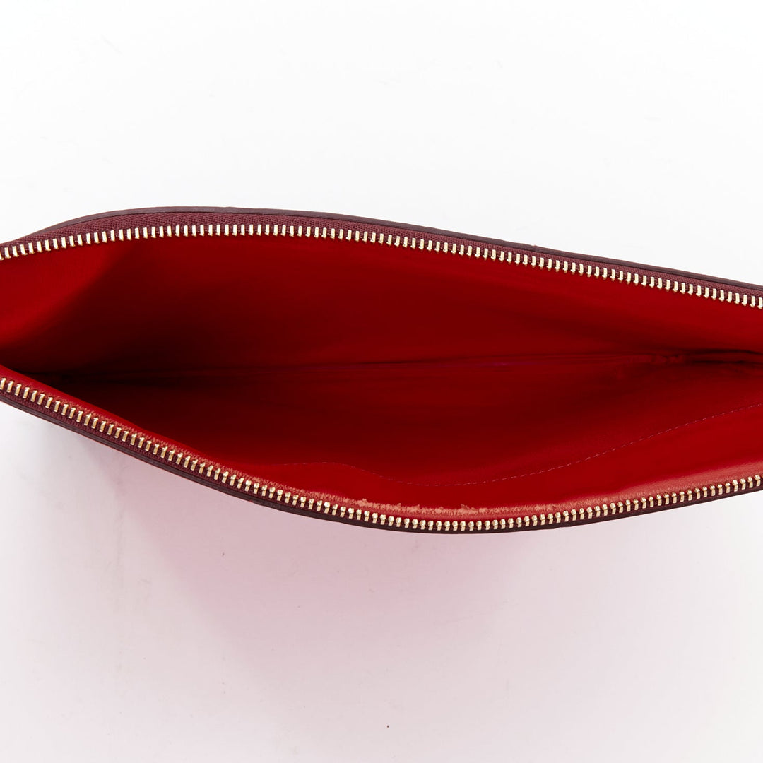 OLD CELINE Phoebe Philo red brown leather bicolour top zip pouch clutch bag