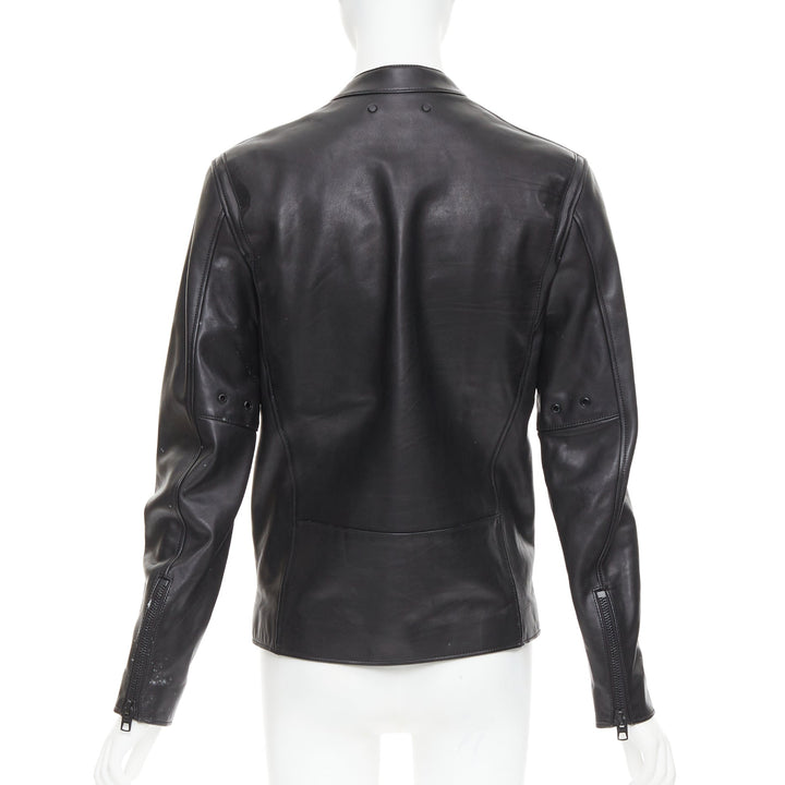 COACH Racer black cow leather zip up racing jacket US0 XS