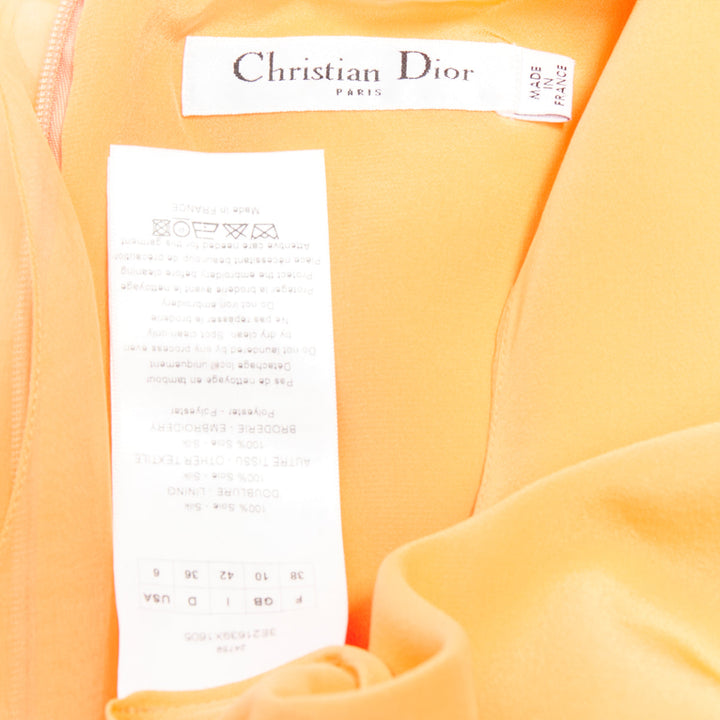 CHRISTIAN DIOR Raf Simons 2013 Runway orange sequin ruffle dress FR38 M