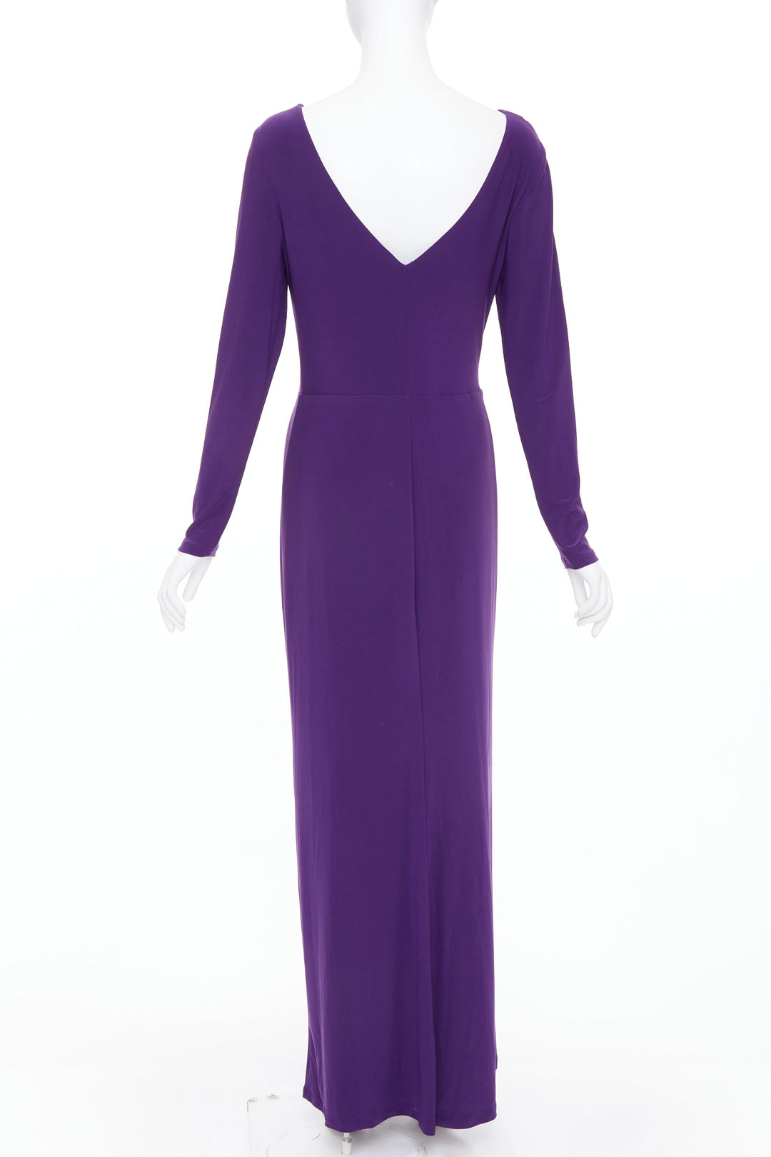 LAUREN RALPH LAUREN purple jersey silver buckle grecian evening gown US12 XXL