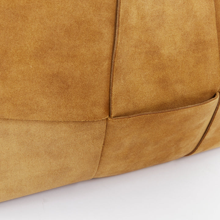BOTTEGA VENETA Arco Medium camel suede maxi intrecciato top handle hobo tote bag