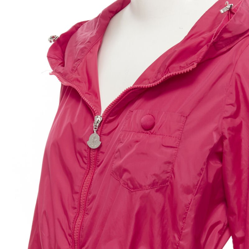 MONCLER Gazon Giubbotto pink back ruffles belted waist windbreaker jacket Sz 2 M